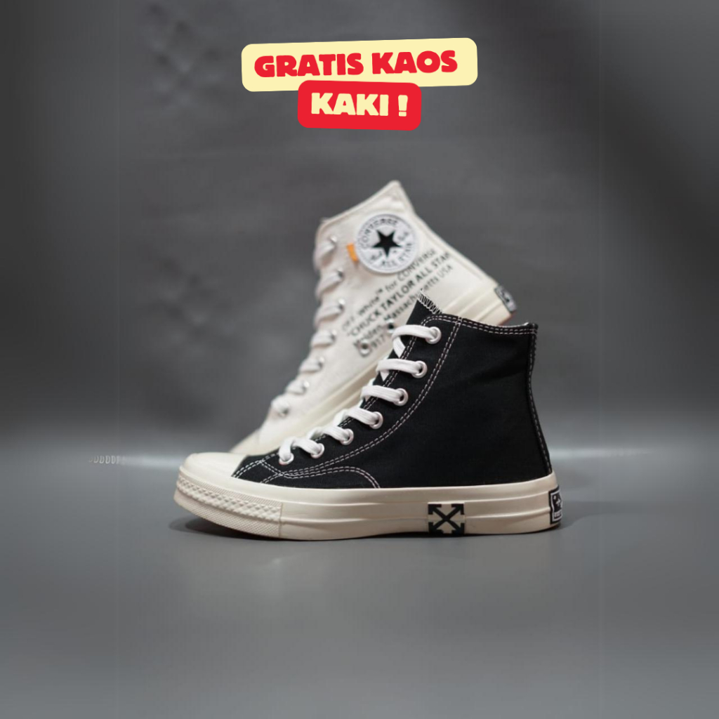 Sepatu Converse Chuck Taylor 70s X Off White Black White High Premium Original 100% BNIB