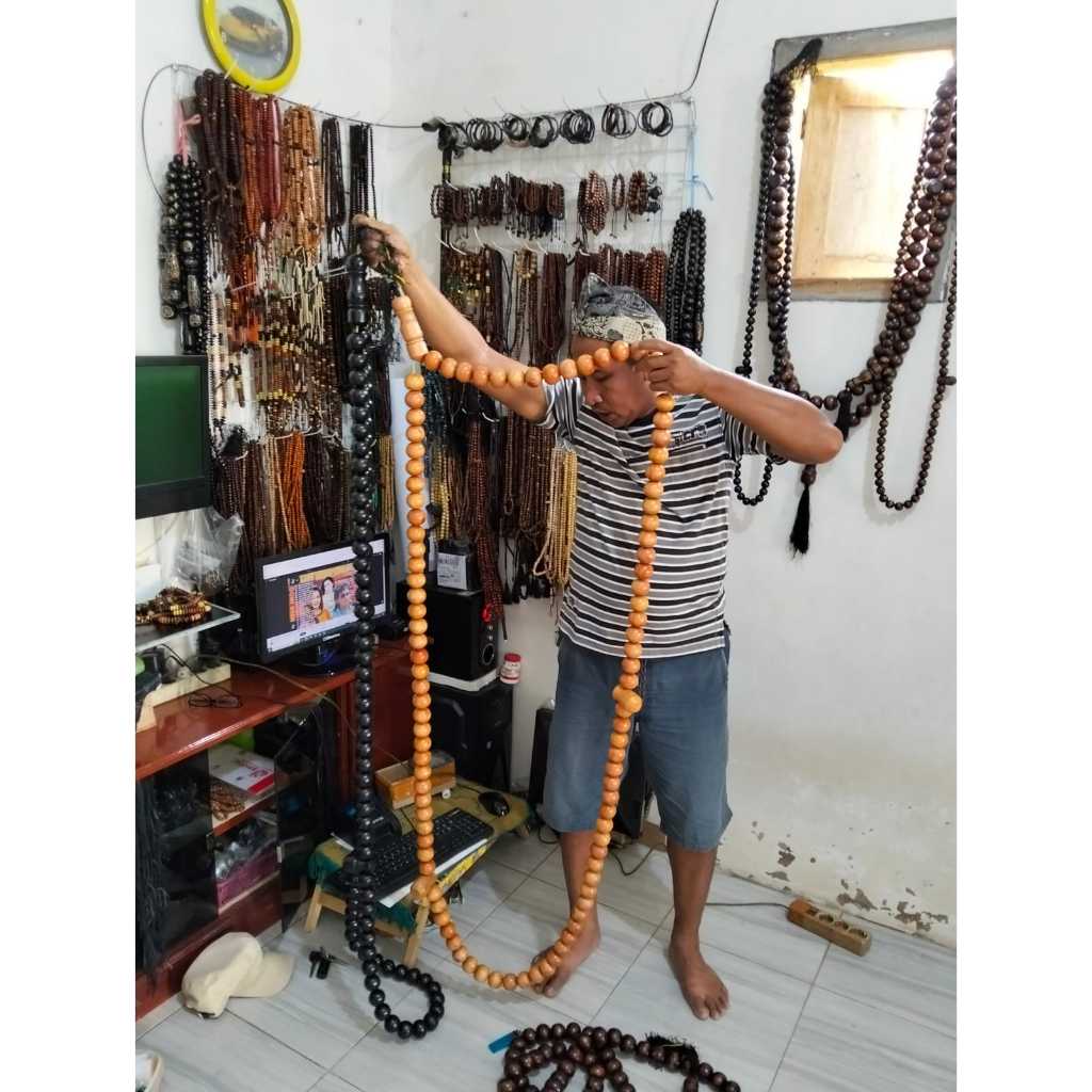 Tasbih Raksasa 99 butir size 40 mm | Tasbih super jumbo hiasan dinding | Tasbih kayu 99 butir Tasbih