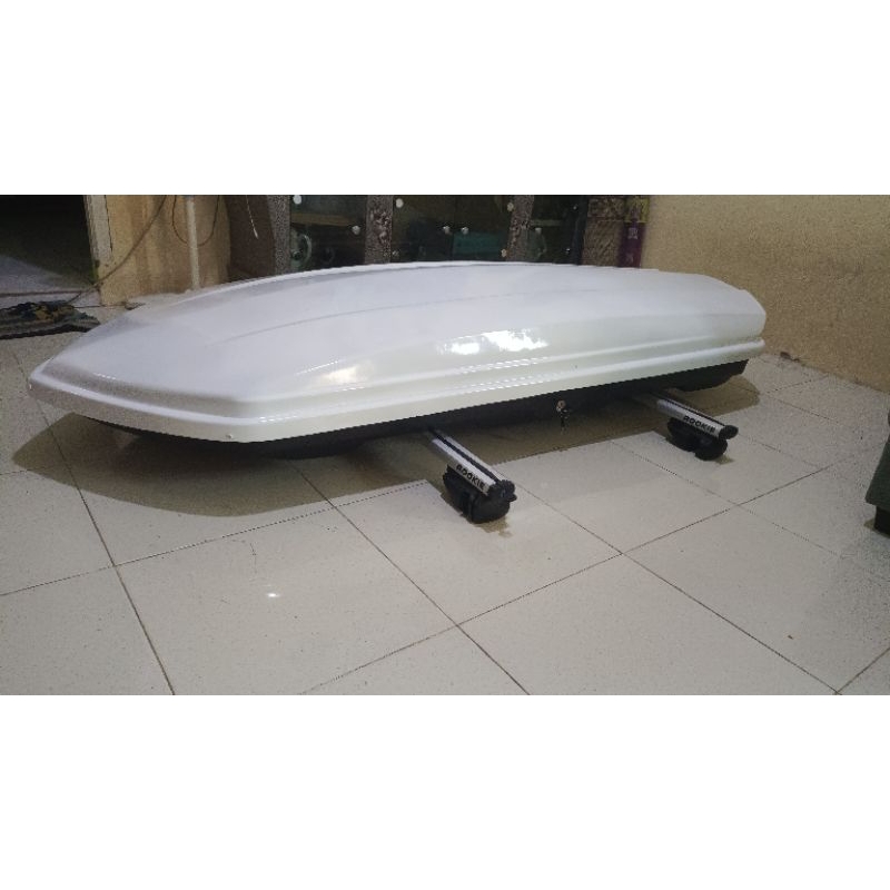 roof box bagasi mobil 650 liter + crossbar tinggal pasang