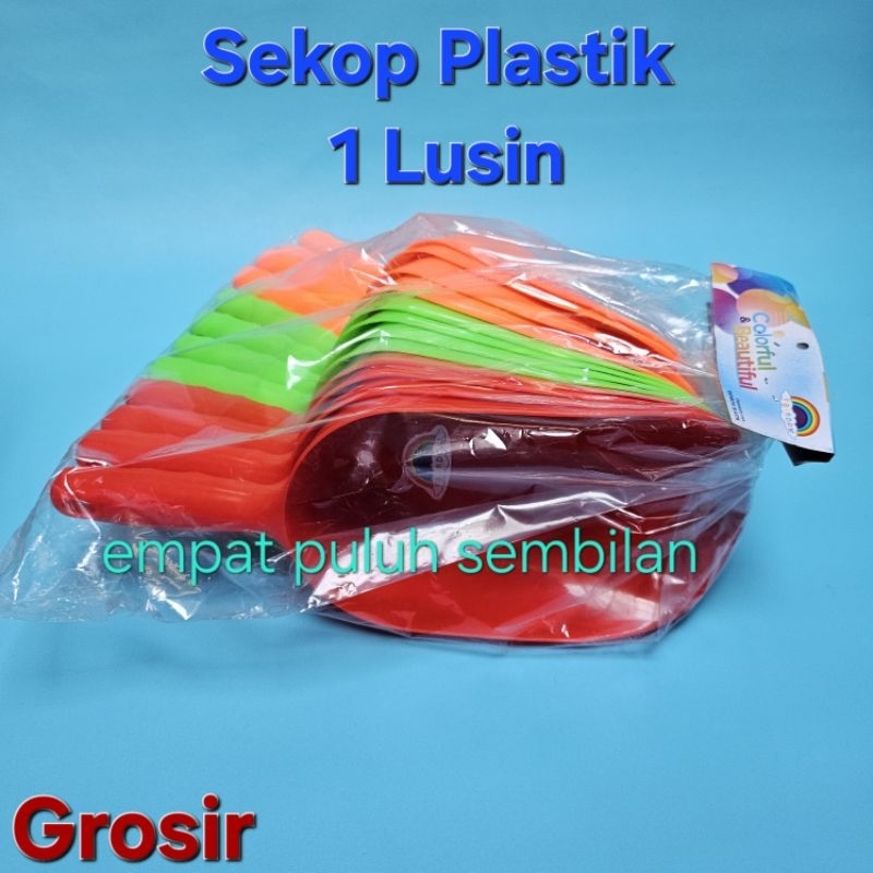 Grosir 12pc Sekop plastik besar 1 lusin - serok es batu - sendok biji bijian - sekop pasir kucing