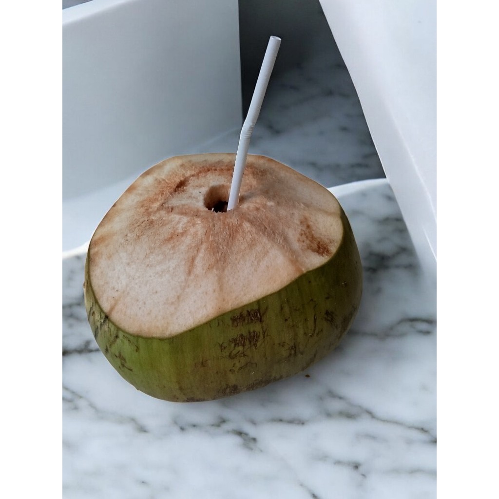 

Kelapa segar asli sudah dilubangi tinggal minum ready to drink coconut water