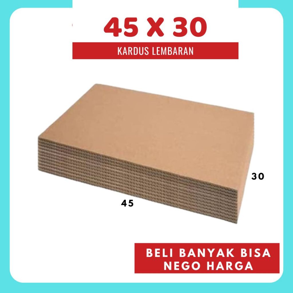 Kardus Lembaran 45x30 / 45x20 / 45x10 Sheet Polos Single Wall Coklat Karton Bahan Dus Warna