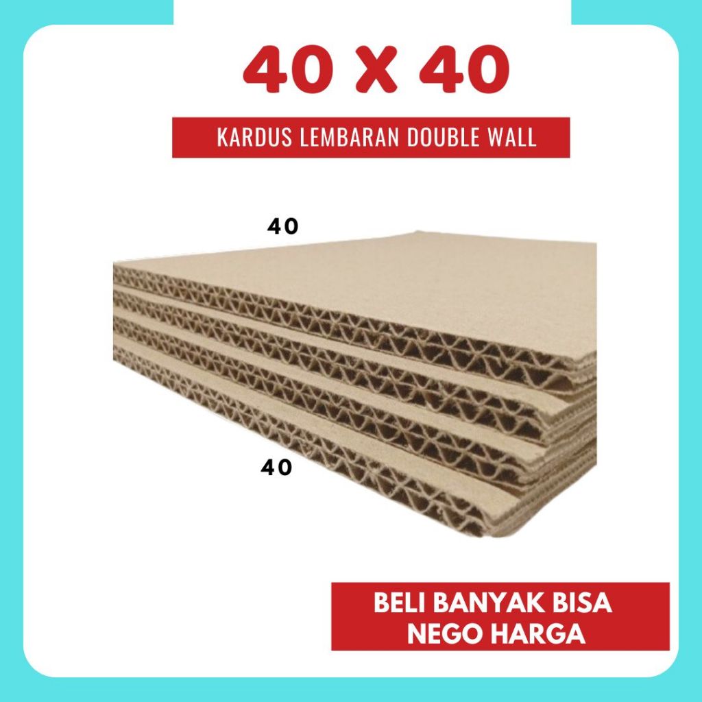 

Sheet Lembaran 40x40 / 40x30 / 40x20 / 40x10 Kardus Polos Double Wall Coklat Karton