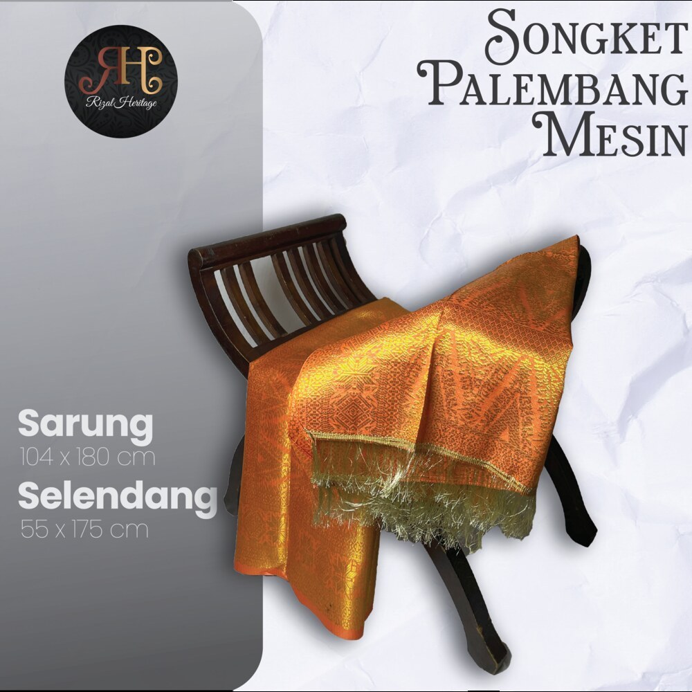 Songket Palembang Mesin seperti Tenun Motif Lepus Palembang Warna Orang/Peach, , Songket Murah, 1 Se