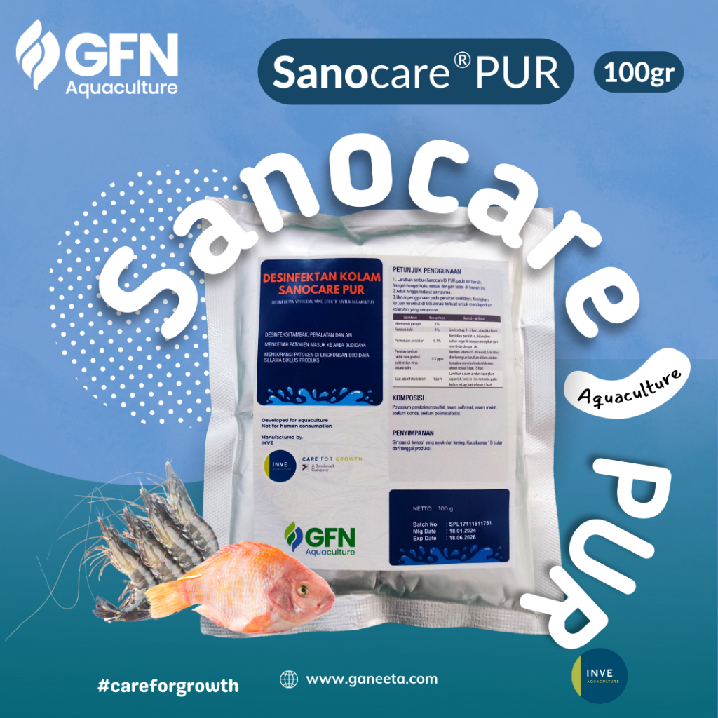 INVE Sanocare PUR Original Disinfektan Bakteri Virus Kolam 100gr