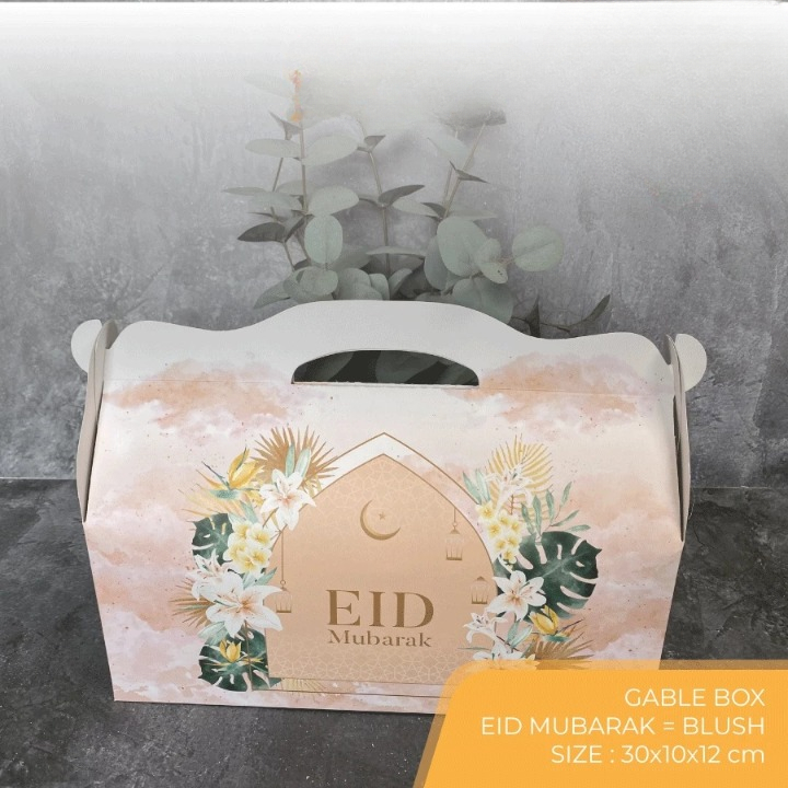 

( 5 pcs ) gable box kemasan kue kering edisi idul fitri dus packing hampers snack idul fitri ukuran 30x10x12 cm