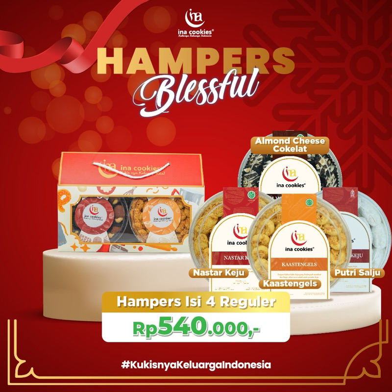 

Hampers Gable Box "Blessful" isi 4 Toples Reguler Kue Kering Premium Ina Cookies