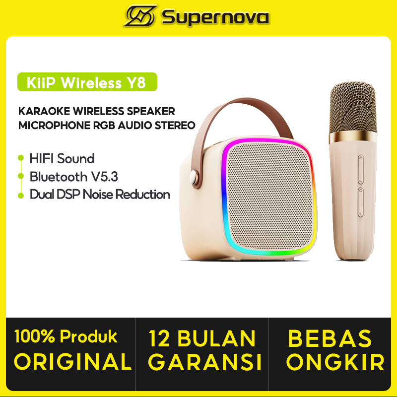 Supernova x KiiP Wireless Y8 Bluetooth Portable Karaoke Wireless Speaker With Mic RGB Audio Stereo