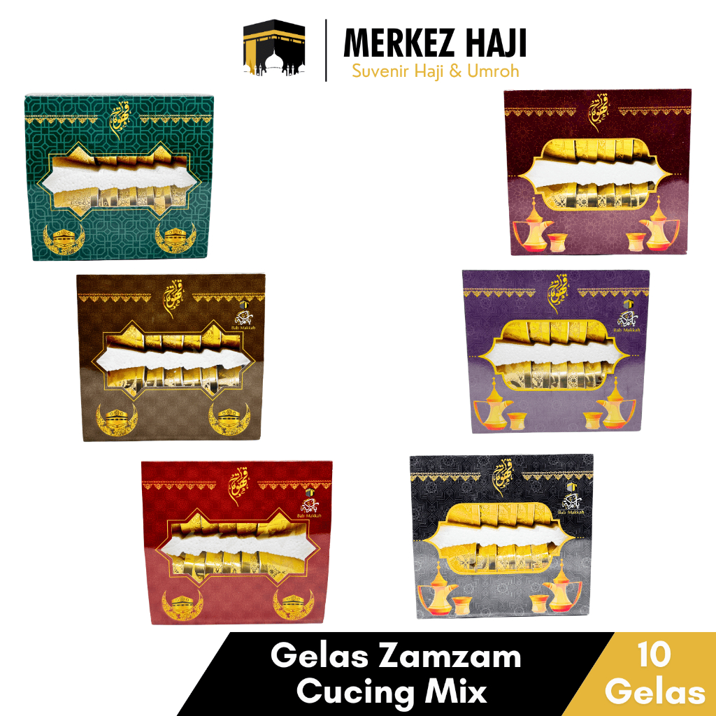 Gelas Cucing Cangkir Arab Air Zamzam Kecil Premium Motif Unik Estetik 12Pcs Oleh Oleh Haji Dan Umroh