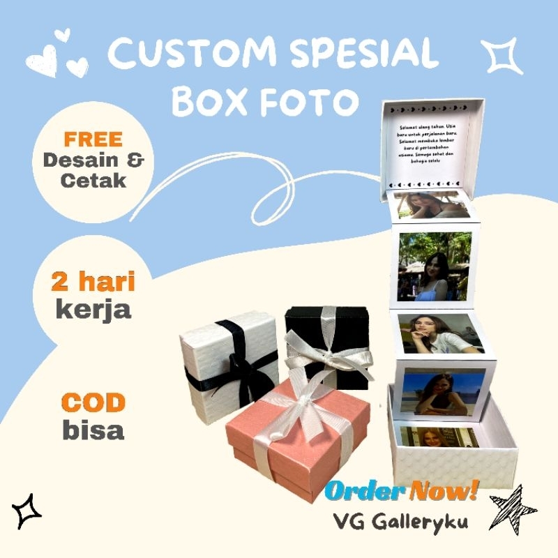 

CUSTOM BOX FOTO ULANG TAHUN ANNIVERSARY GRADUATION PERNIKAHAN FOTO MEMORI GIFT MEMORY BOX BIRTHDAY