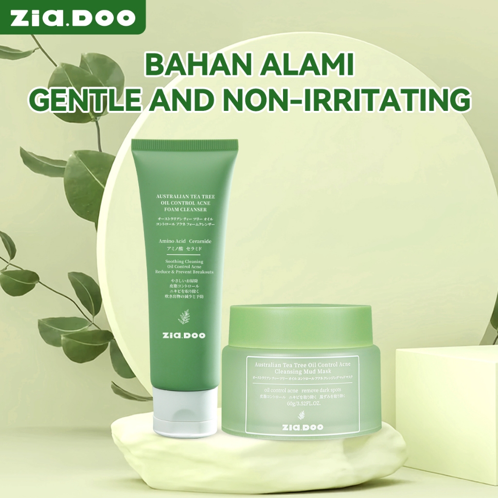 【Produk resmi】BPOM ZIA.DOO dan Pengontrol Minyak 2 Buah Set Pohon Jerawat Deep Pore Cleansing Clay M