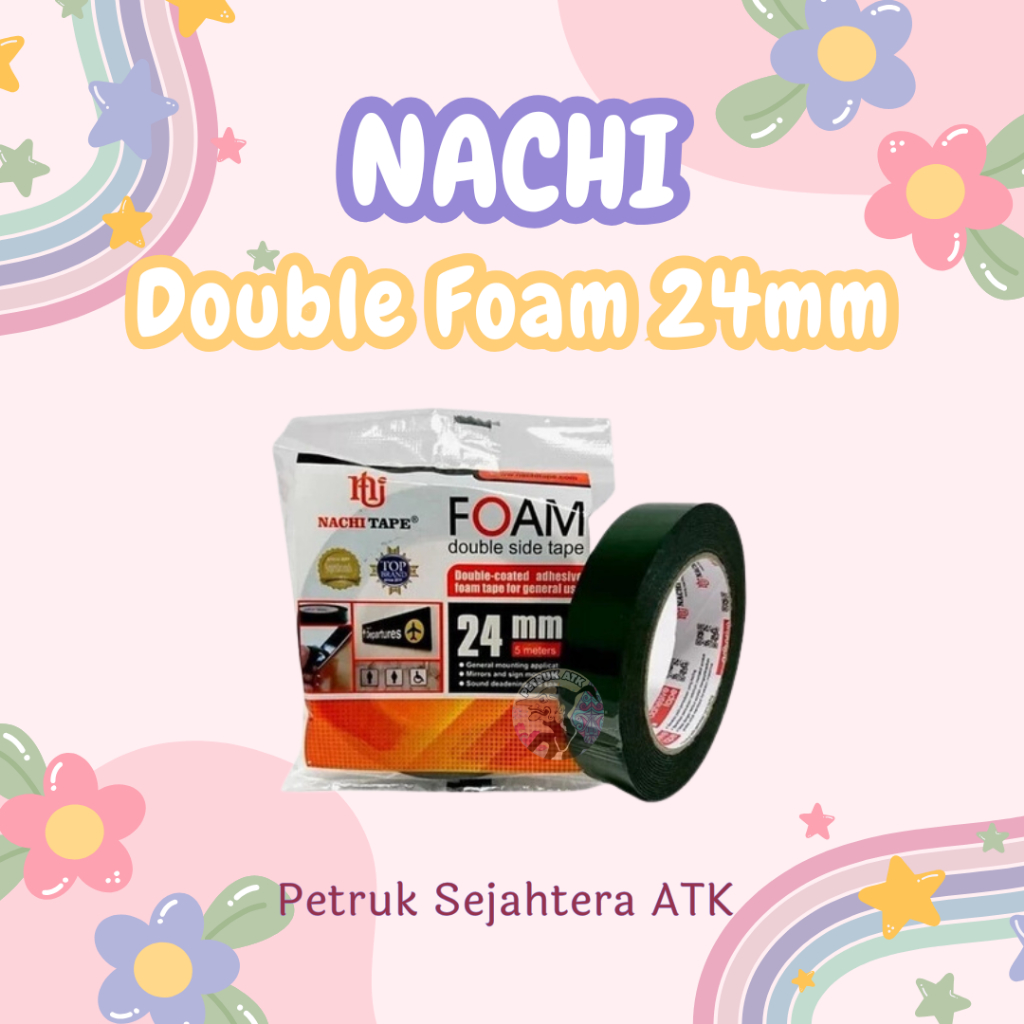 

[ROL] ISOLASI NACHI DOUBLE FOAM 1 INCH / 24 MM X 5 METER DOUBLE SIDE BUSA / TAPE BUSA DUA SISI