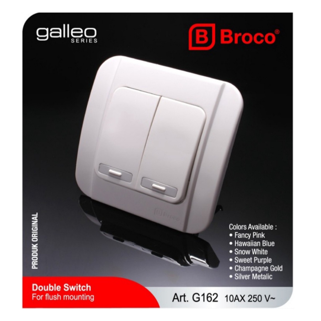 Saklar Seri Broco Saklar Broco G162 Seri IB Inbow Galleo Warna Putih