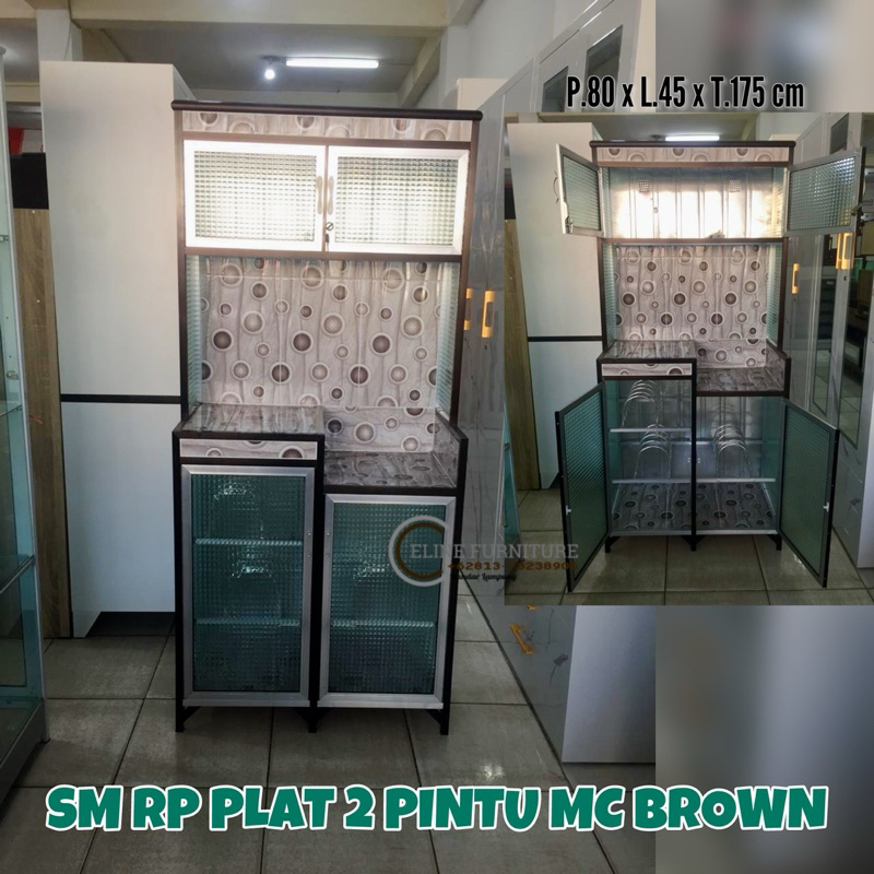 Lemari Piring 2P Besar Keramik Aluminium Kaca