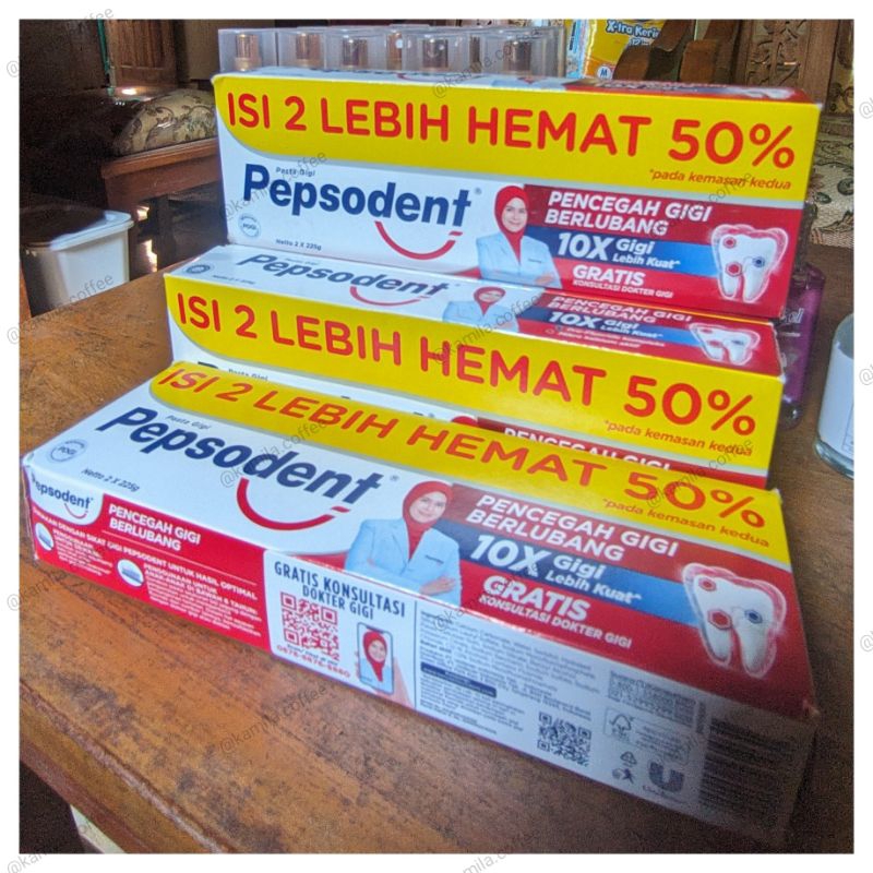 Pepsodent White Pasta Gigi 2×225gr / Pepsodent 225g isi 2 - ODOL