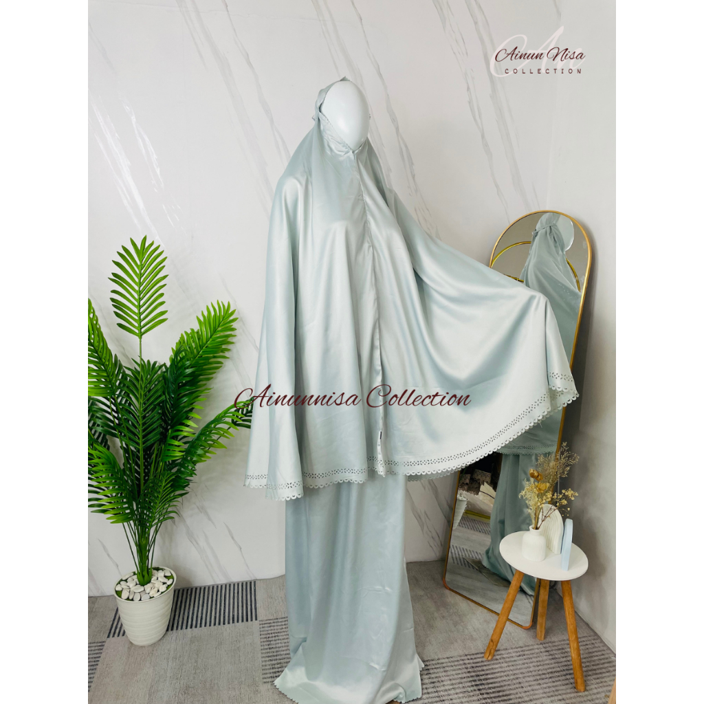 Mukena Dewasa Jumbo 2in1 Traveling Velvet Satin Lasercut Polos – Adem Premium