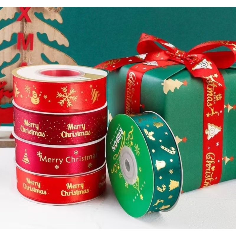 

(Per Roll) Pita Edisi Natal Merry Christmas Premium Satin Pita Hampers Parcel New Year