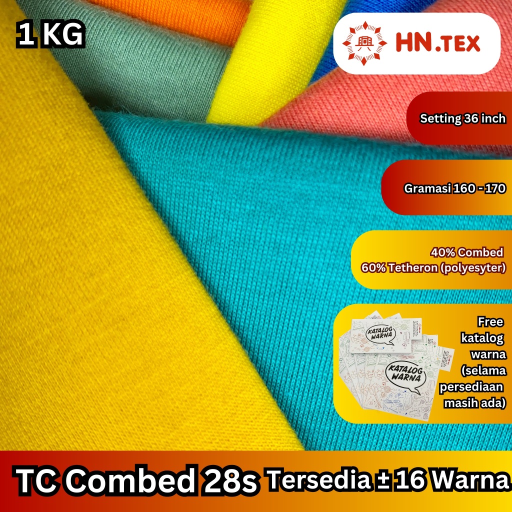 Kain TC Combed 28s Bahan Kaos 1 Kg