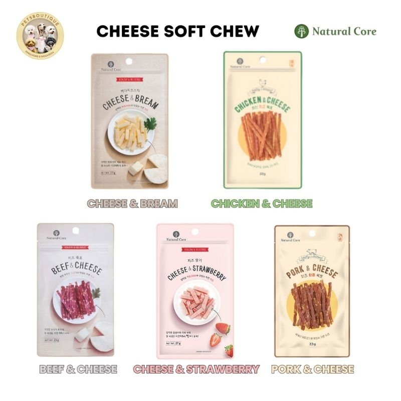 Natural Core - Cheese Soft Chew - Cemilan Snack Dog Cat- Made in Korea - Snack Import Korea
