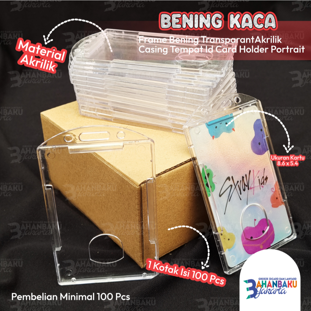

BENING KACA / Frame Bening Transparant Akrilik Casing Tempat Id Card Holder Portrait