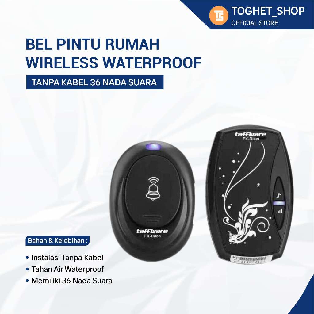 Bel Pintu Rumah Wireless Waterproof Door Bell Alarm Pintu Rumah dan Kantor Tanpa Kabel 36 Nada Suara