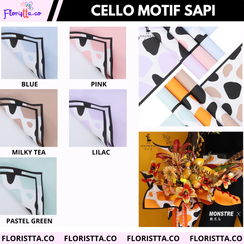 

Cellophane new motif bintik sapi flower wrapping (LEMBARAN)
