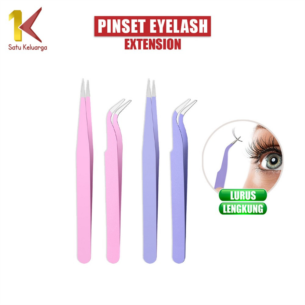 Satu Keluarga Pinset Bulu Mata Eyelash Extension K184 Tweezer Lurus Pinset Bengkok Serbaguna