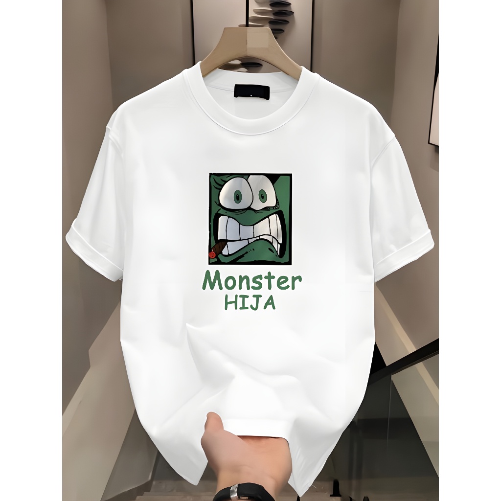 Kaos katun baru | Cetakan Karakter Anime | Atasan Katun Kasual Longgar Pria | Butik kaos