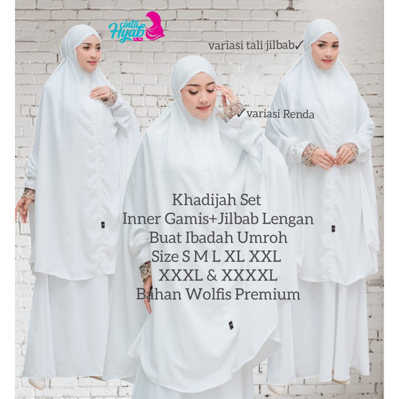 set gamis Jumbo umroh haji Set Iner Gamis Jilbab Lengan