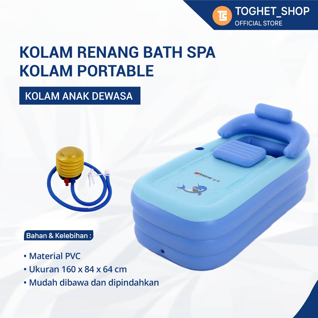 Kolam Renang Bath Spa Dengan Pompa Kolam Anak Dewasa Rendam Air Portabel Bak Mandi Bayi 160 x 84 x 6