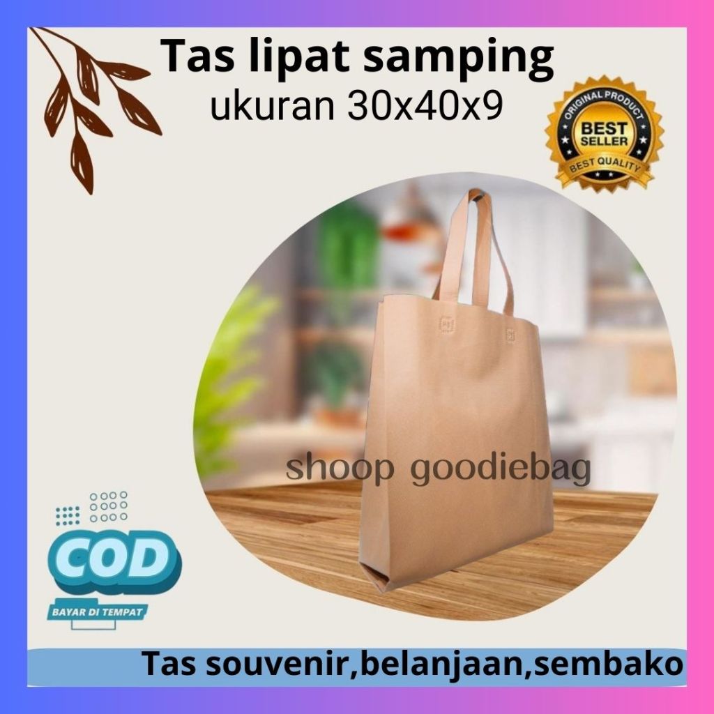 

Tas tali spundbond tas belanjaan,tas souvernir,usaha, fashion,oleh" snack ukuran 30x40x9cm