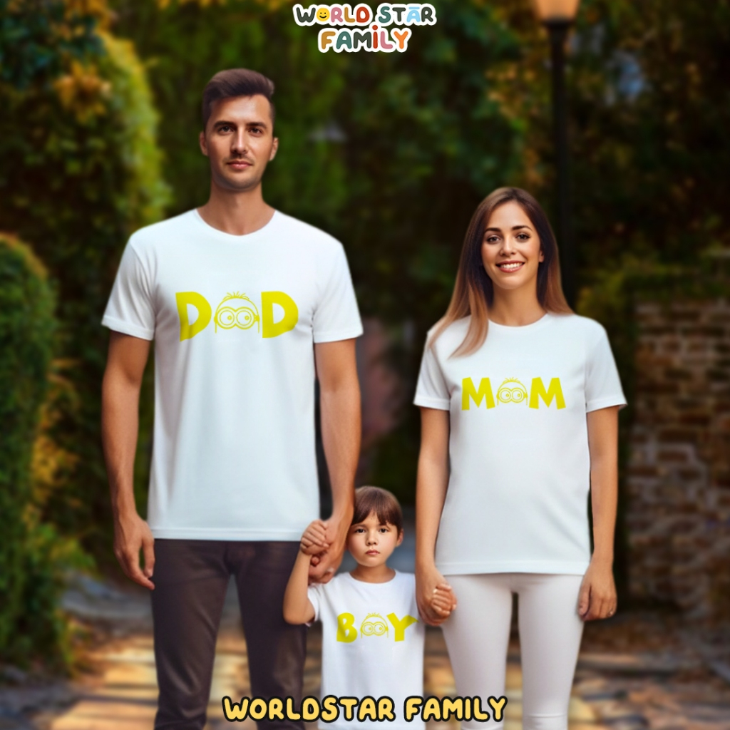 WSF Kaos Couple Keluarga MINION  Kaos Couple Keluarga Lucu Kaos Pasangan Kaos Keluarga Baju Keluarga