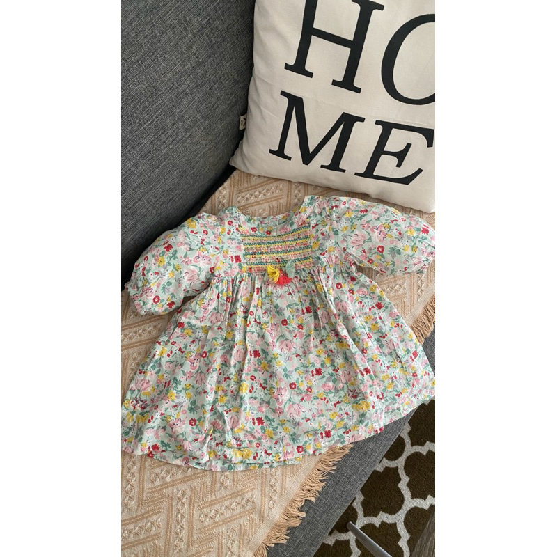 preloved smocked dress baby bunga vintage tosca pastel size 18-24m brand ettoi
