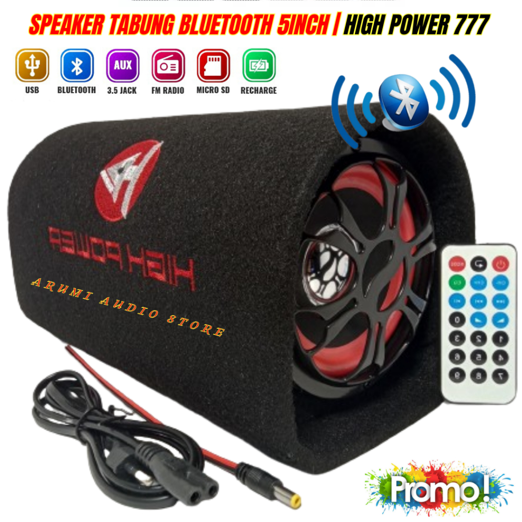 Speaker Aktif High Power 777 Bluetooth Radio | Speaker Tabung Bluetooth 5 Inch Bisa Di Sambung Ke Ak