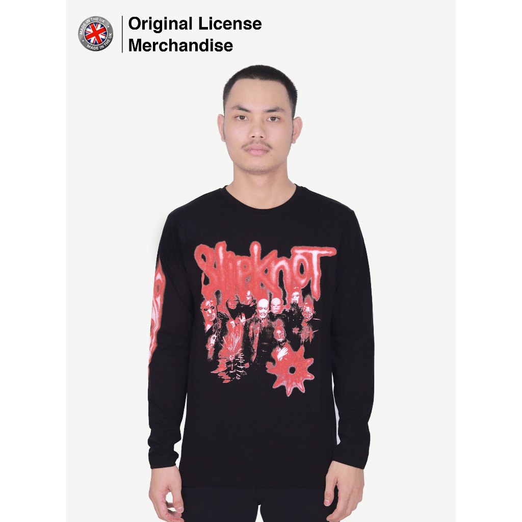 Kaos Baju Panjang Long Sleeve Dewasa Pria Wanita Band Musik SLIPKNOT TESF Group Photo Tribals Nonagr