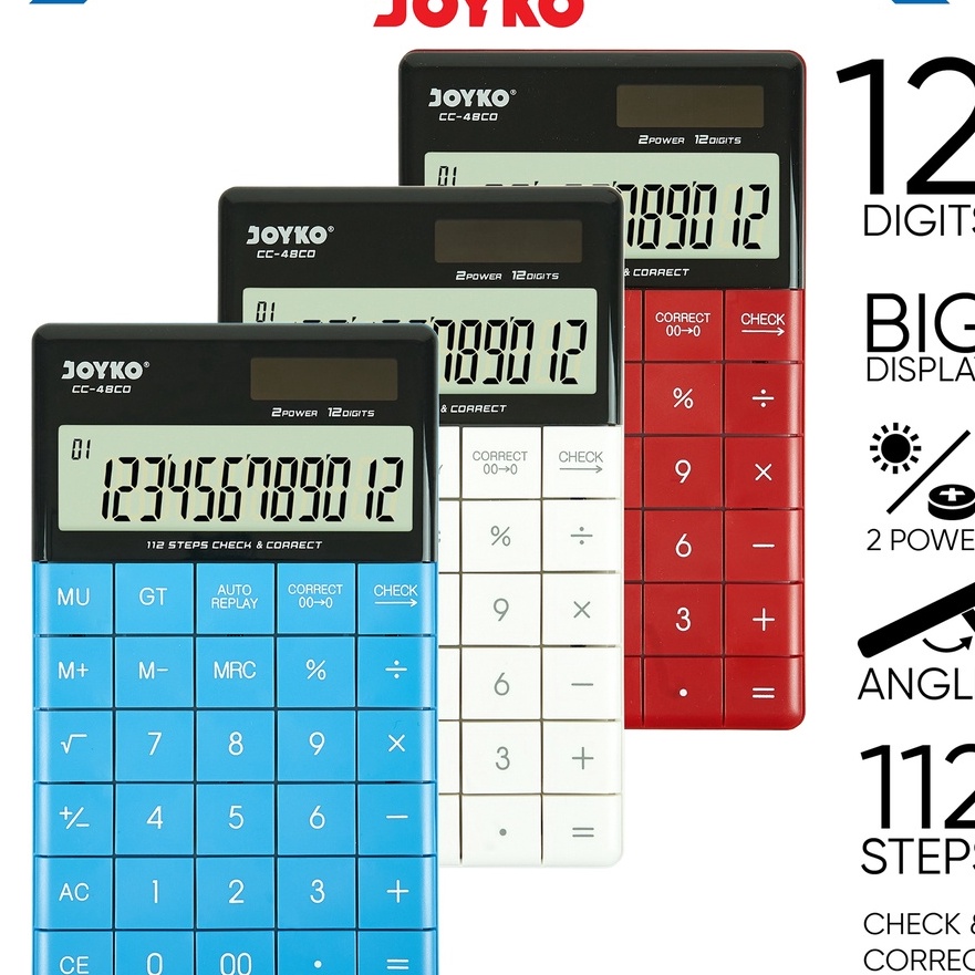 

Cepat Calculator Kalkulator Joyko CC48CO 12 Dits Check Correct