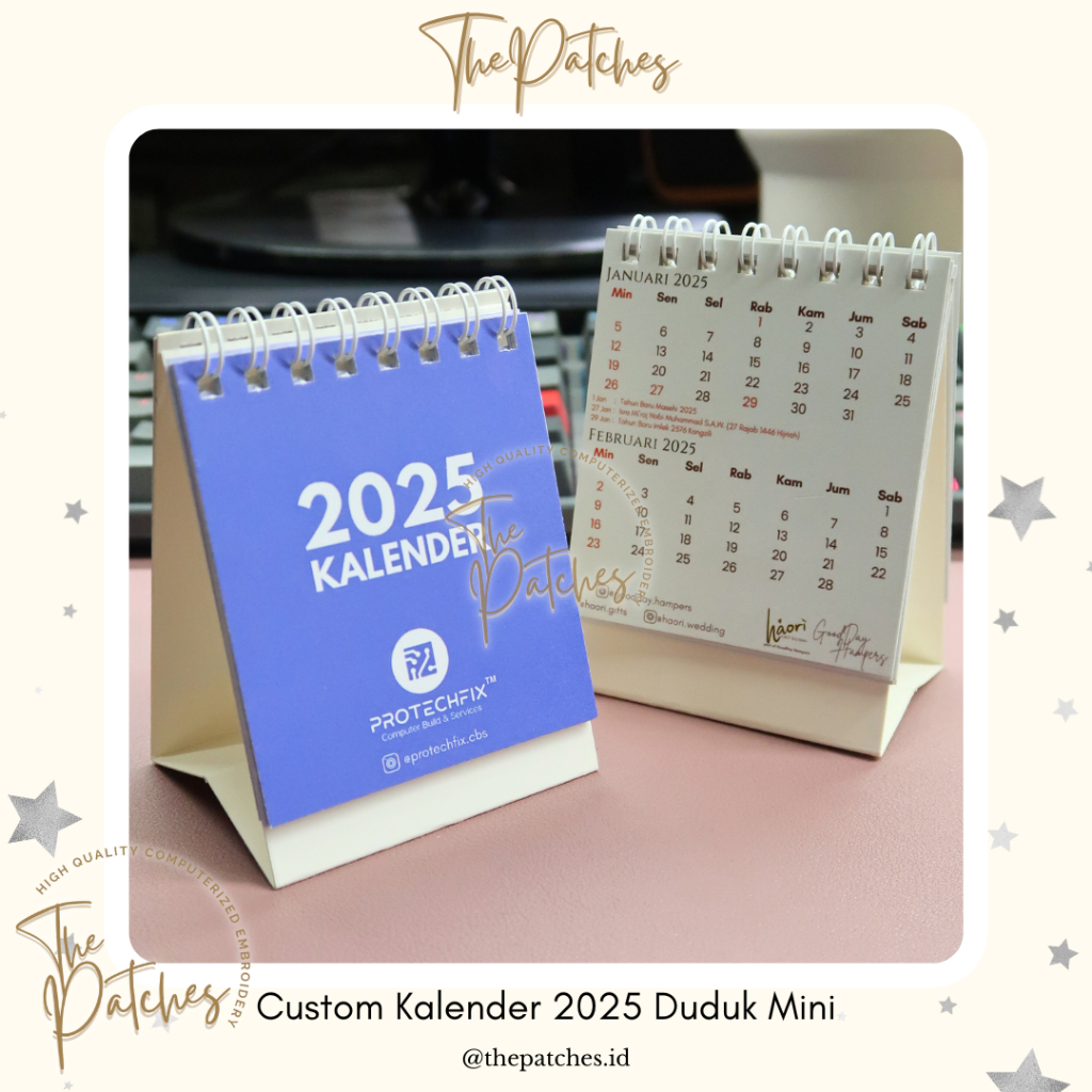 

[The Patches] Custom Kalender 2025 duduk mini logo branding calendar foto vintage rustic souvenir kado pernikahan wedding souvenir aesthetic unik