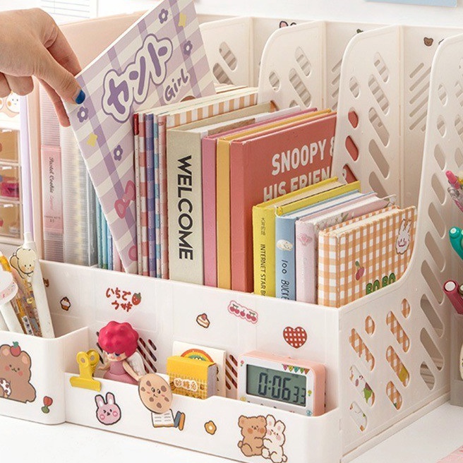 

KP8 Stiker gratisUpgrade Rak Buku Sekat Rak Penyimpanan Barang Pena Desk Organizer Rak Aesthetic Rak InsDesktop organizer Rak Bukuorganizer file