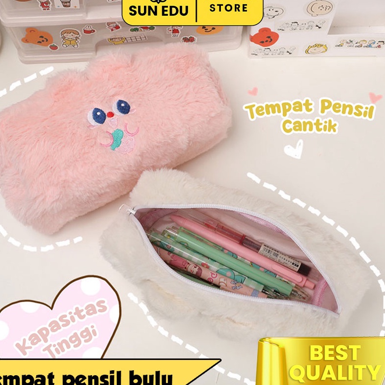

KP8 Tempat pensil bulu soft cute Tas pensil kosmetik Pouch makeup kecil