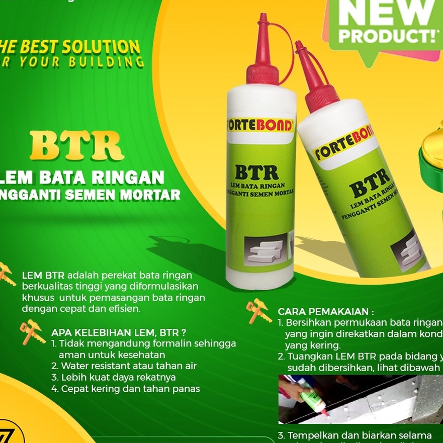 

KI3 LLem Bata Ringan Hebel BTR Fortebond pengganti semen mor