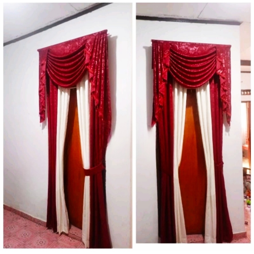 Gorden mewah poni gelombang Hordeng mewah ruang tamu elegan poni Tirai jendela poni rumbai mewah