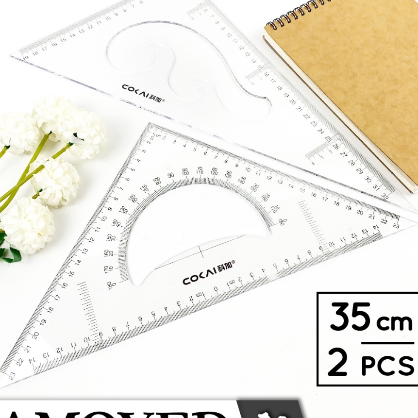 

Premium SAMOYED RLSKJ1235 Penggaris Mistar Segita Busur Derajat Mal Pola Lengkung Kurva Wayang Jahit Transparan Bening Transparent Clear Triangle Triangular Ruler Protractor French Curve Set 35 cm