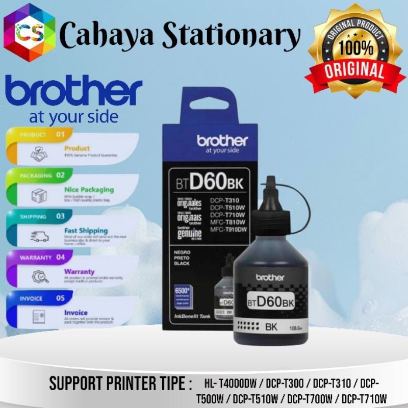 TINTA BROTHER BT - 6000 BLACK ORIGINAL, SERIES DCP - T300 ,DCP -T500W & DCP-T700W