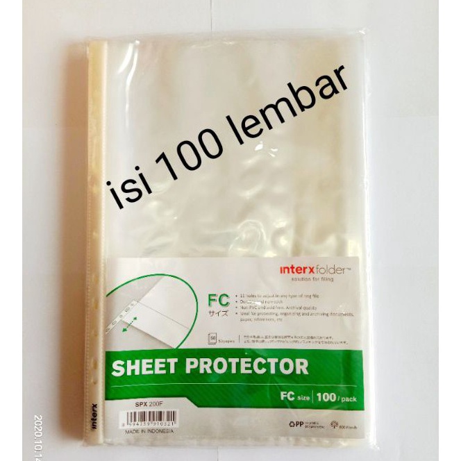 

HJ6 PP Pocket Folio InterX isi 1 Lembar Sheet Protector F4 Inter X pak 1