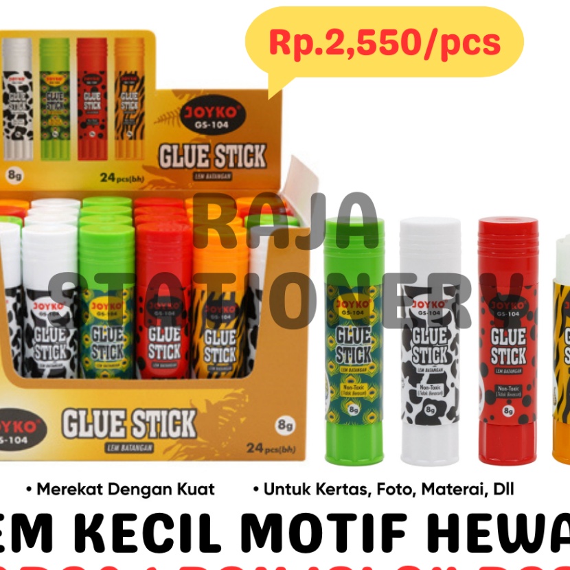 

FG2 JOYKO GLUE STICK 8g ANIMAL LEM BATANG STIK KES JOYKO KECIL PRAKARYA ANAK GS14 24PCS