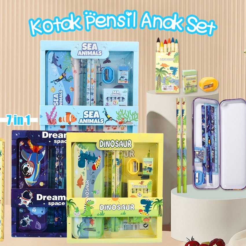 

KF7 Moony Sekolah kotak pensil Alat tulis lengkap Stationery untuk hadiah anak Kotak pensil anak set