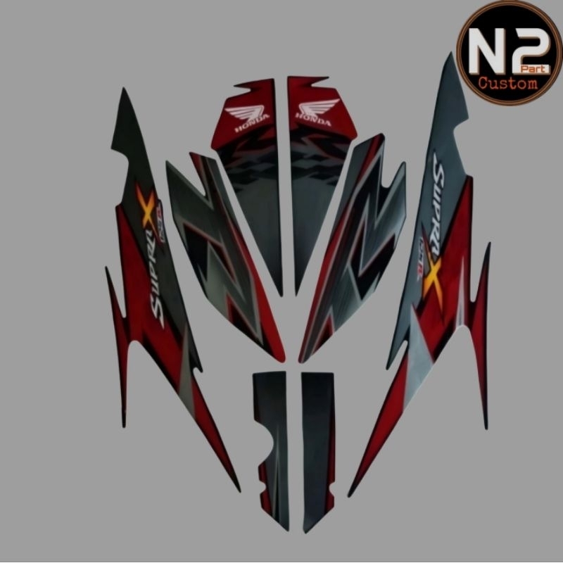 Striping Stiker Polet Motor Honda SUPRA X 125R 2010 hitam Sticker List Body supra x 125 r 2010 hitam