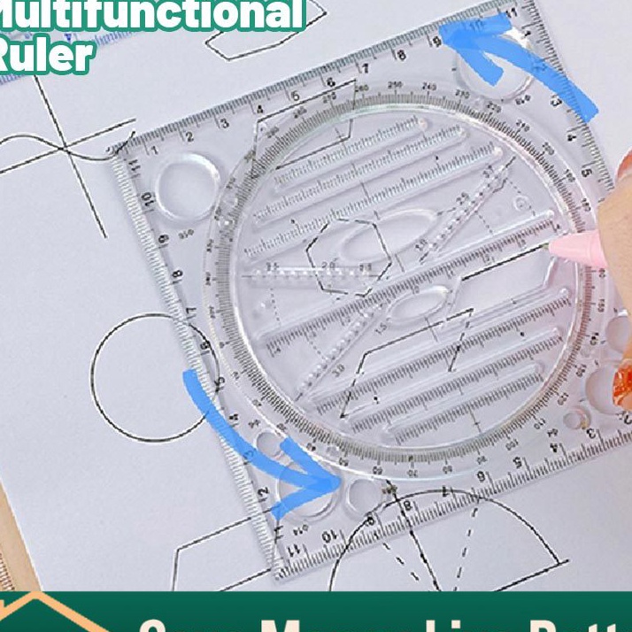 

KF7 Penggaris Multifunctional Drawing Ruler Angle and Circle Maker Drawing Geometric Drawing Template Measuring Dalingshop