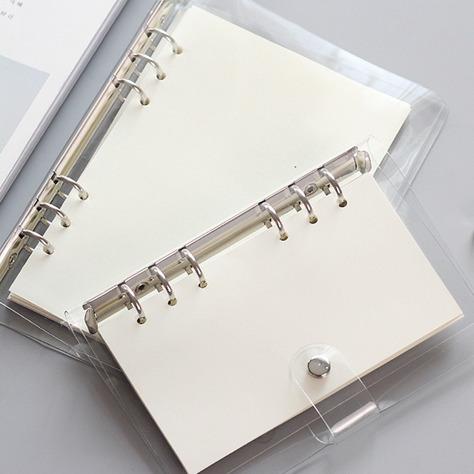 

HJ6 A6 A5Clear Soft PVC Notebook Binder Cover Planner 6Ring LooseLeaf Folder