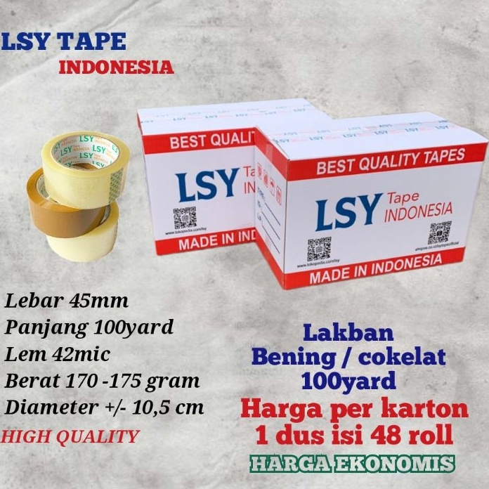 

Hemat lakban bening cokelat LSY TAPE 1 dus isi 48 roll 1yard CHO